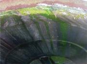 Dye water flooding consists of forcing nontoxic, brightly colored dye into manholes to assist in locating defects. Photos: R.A. Smith National