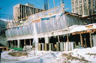 With proper protection, concrete work can proceed even in the coldest weather.