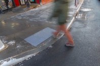 Detectable warning surfaces were installed on 21 new pedestrian ramps in lower Manhattan.