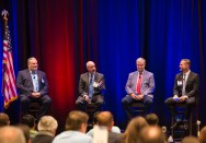 Left to right: Ireland, Phillips, Johnson and Perkins discuss their new cooperative agreement and its impact on infrastructure funding.