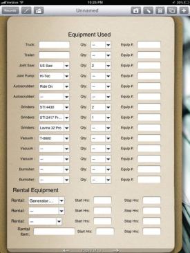 Multiple-choice, drop-down lists are used to input everything from daily floor conditions to tasks completed to equipment and materials used—and needed.