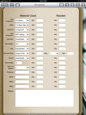 Multiple-choice, drop-down lists are used to input everything from daily floor conditions to tasks completed to equipment and materials used—and needed.