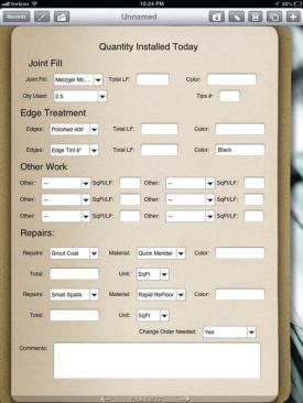 Multiple-choice, drop-down lists are used to input everything from tasks completed to equipment and materials used.
