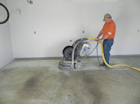 Concrete surface grinding. (First pass: 1820-grit diamonds. Second pass: 3040-grit diamonds.)     