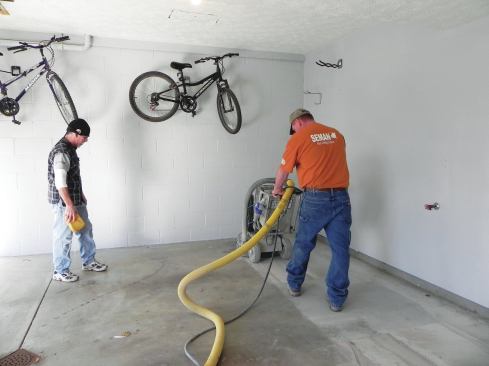 Concrete surface grinding.