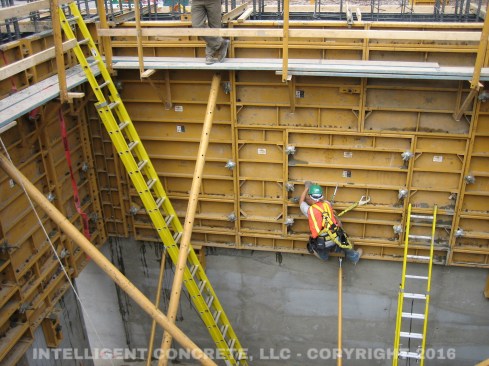Concrete maturity was used in critical sections of a high-rise structure to monitor strengths for expedited stripping of the forms. 