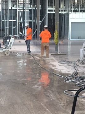 On this big floor, Applied Flooring could only work on one quarter at a time.