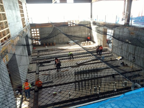 Crews worked on the inside of the building after putting up the core walls on the 50th floor. 