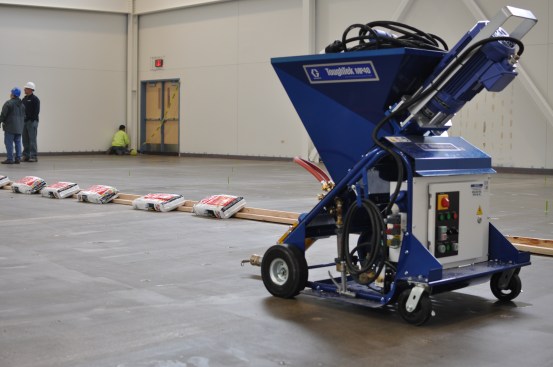 Water, cement, and aggregate can be mixed automatically with combined mixing-pumping units.