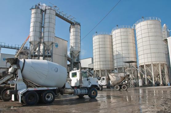 Concrete is transported from the batch plant to the point of placement by ready-mix trucks, agitator trucks, pumps, conveyors, central placing towers, and buckets. 