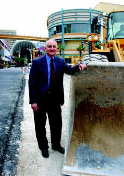 Las Vegas Public Works director Charlie Kajkowski at the Fremont East Entertainment District Improvements project, a $5.5 million investment in pedestrian-friendly streets and new landscaping. Due to be completed late this year, the project is being financed by the city and Fremont East property owners. Photo: City of Las Vegas