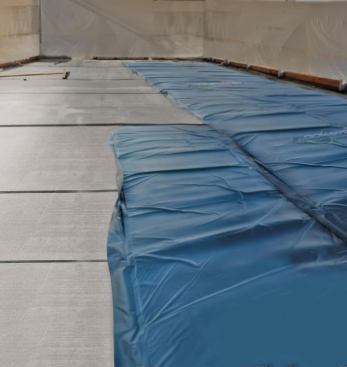 Powerblanket uses a patented heat spreading technology that provided the concrete with ample, sustained heat even when pouring on an elevated slab-on-metal deck.