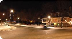Quebec City's first managed-streetlight system was installed in the historical district of Charlesbourg to highlight the buildings' architecture. The lights add charm, especially in winter, making the area more attractive to tourists and residents. Photo: Echelon Corp.