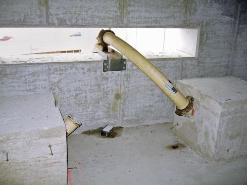 At the top of the standpipe the sweep can be diverted into different pumplines anchored by thrust blocks. 