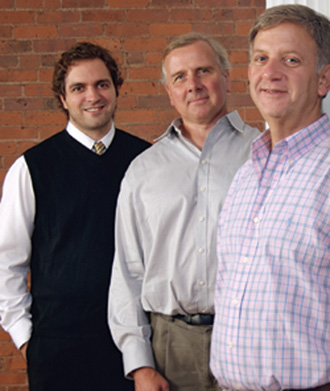 (Left to right) Jeffrey Braum, Tom Thorgerson, Gary Schneidman