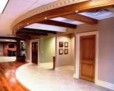 The ceiling of Brunsell's showroom showcases its custom millwork.