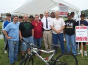 Rep. Bill Foster, D-Ill., visits Teamsters striking outside a ProBuild yard in Yorkville, Ill.