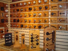 There's an extensive selection of locksets and doorknobs.