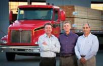 ANAHEIM'S ANGELS: Mark Ganahl (left) took over recently as manager of Ganahl Lumber's flagship Anaheim, Calif., yard. He succeeds Jim Taft (center), who retired in December after four decades with the company. Another relatively new face in Anaheim is Pete Meichtry (right), VP for merchandising, purchasing, and advertising. He's the first executive Ganahl recruited from outside in decades.