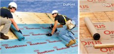 LAY IT ON ME: DuPont RoofLiner features enhanced durability and tear resistance, protects against leaks, has a Class A fire rating, and carries a limited 30-year warranty. The Opus Roof Blanket is designed to provide safe traction for roofers whether it is wet or dry, comes in a tan color that keeps cool on hot days, and allows users to snap a chalk line onto the product, the maker says.