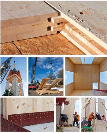 ON THE RISE: Cross-laminated timbers are rapidly becomng popular for mid-rise construction projects in Europe, but they have yet to make an impact here. One of the first examples of their use in the United States is a bell tower constructed in Gastonia, N.C.