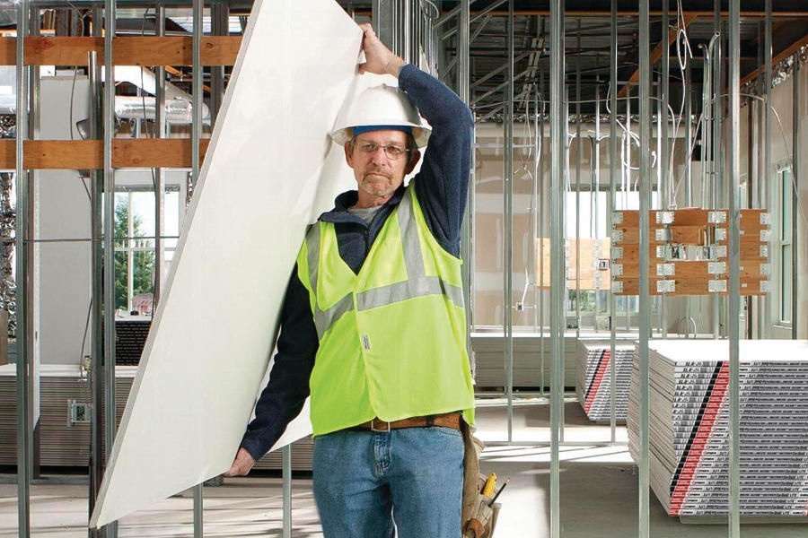 Lighten Up: National Gypsum developed 5/8-inch-thick wallboards that slow the spread of fire while weighing 15% less than standard Type X (fire-resistant) gypsum.