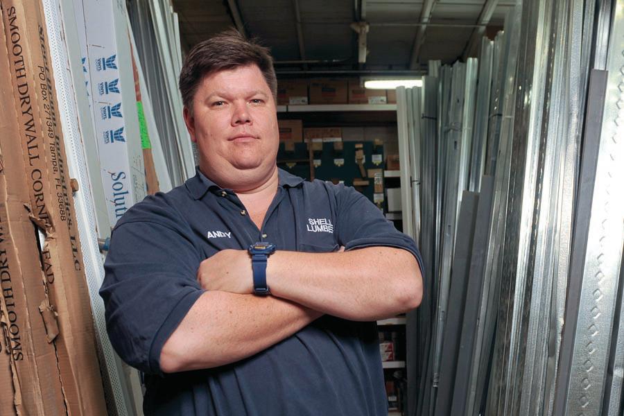 SUNDAY MARCH 15, 2012 MIAMI, FL- Andy Haase, president and co-owner of Shell Lumber, in Miami, FL, poses at the lumber yard Sunday March 15, 2012. Haase hosts events at the lumber that include local artists and a band. Photo by Josh Ritchie/Novus Select