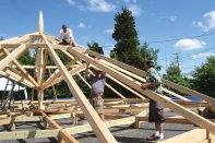 Master Craftsmen:  Hungarian carpenters brought old-world craftsmanship to the U.S. in June to build a pavilion for the Smithsonian Folklife Festival in Weashington, D.C.