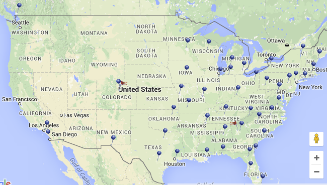 Map taken from BlueLinx's 2016 annual report showing its locations