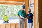 Millennials collaborating with builders