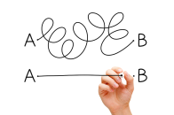 A curly route vs. a straight route