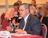 Don Magruder asks questions at the 2017 FBMA Executive Panel discussion in October 2017