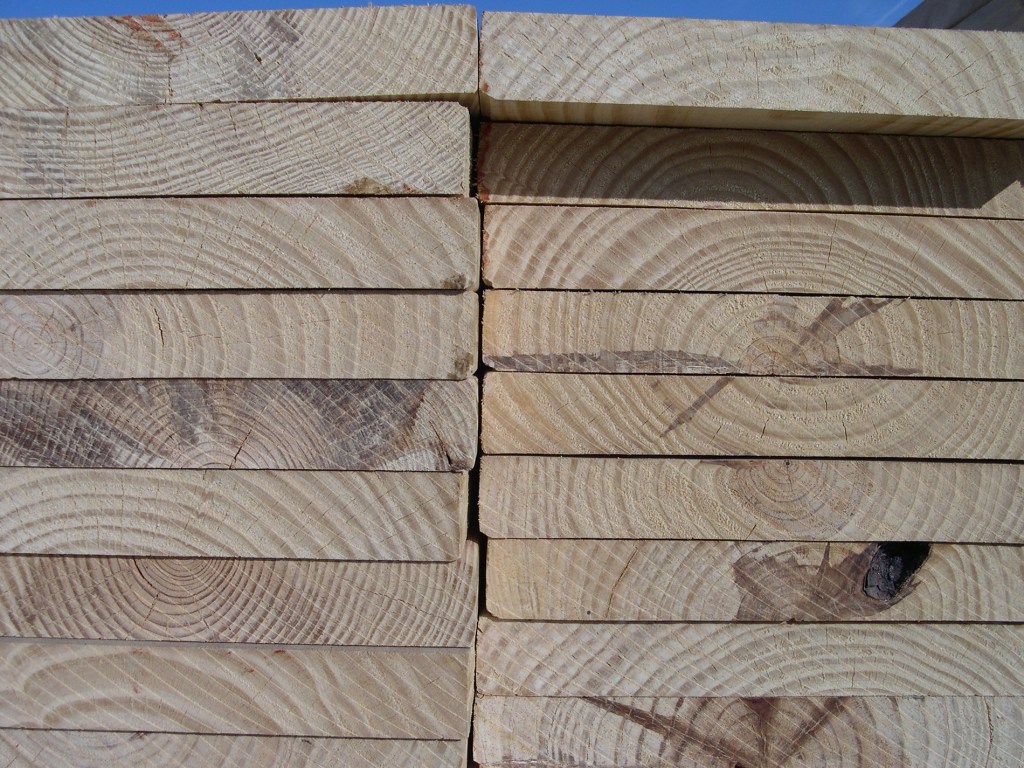Lumber stacked at CHIC Lumber, near St. Louis