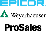 Epicor, Weyerhaeuser, and ProSales logos