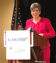 Sen. Joni Ernst, R-Iowa, speaks at the NLBMDA-WDMA Legislative Conference in Washington on March 20, 2018
