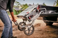 Big wheels and a sturdy frame. The SPT99 comes with a zero-gravity rise stand that’s equipped with 16-inch wheels. The large wheels are stout and sturdy, making it extremely easy to maneuver around a rough jobsite or up stairs. While the saw is heavy, it loads easily into the back of a pickup.