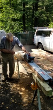 The author rips down an expensive and mis-ordered mahogany sidelight with the Bosch GKT13-225.