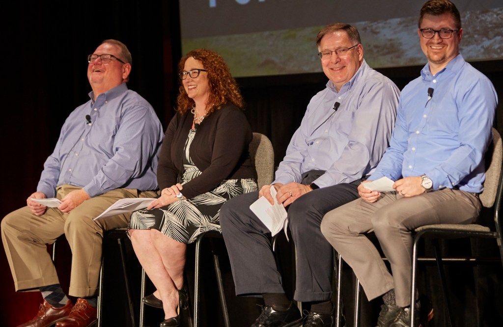LBM Industry Update panel with Do it Best managers, from left: Todd Hixson, Jean Fahy, Joe Corah, and Josh Ratcliff.