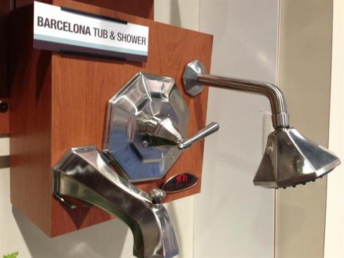Design House's Barcelona series is one of the brand's newest design styles, shown here in the showering display. Design House's collections span baths and kitchen fixtures, lighting and ceiling fans, door hardware, and more, making it a one-stop shop for designers and contractors who want to outfit a whole house with seamlessly matched fixtures and styling. www.todaysdesignhouse.com