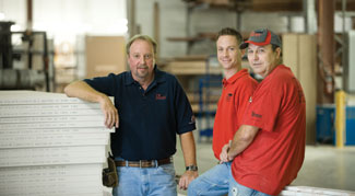 Darwin Davis, custom shop manager, Ben Messner, operations manager, and Paul Kinna, production shop manager, help keep things flowing smoothly at the Classic Moulding and Door division's shop.