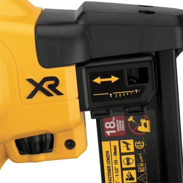 The depth adjustment knob on the left works effortlessly - it is very smooth and easy to adjust. Depth of drive indiator window shows where in the scale the stapler is adjusted at any given time. 
