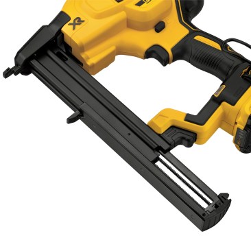 The stapler features a bottom-loading magazine making access to staples easy. there's a window on the top near the nose to show when you're running low. The gun features dry-fire lockout.
