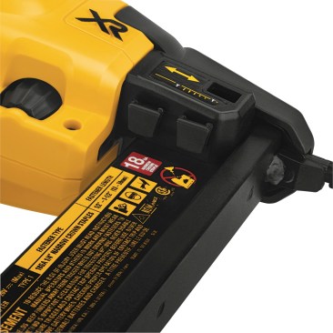 The DeWalt DCN681D1 Cordless Stapler comes with three no-mar nose tips, one already installed and two on the side of the magazine.