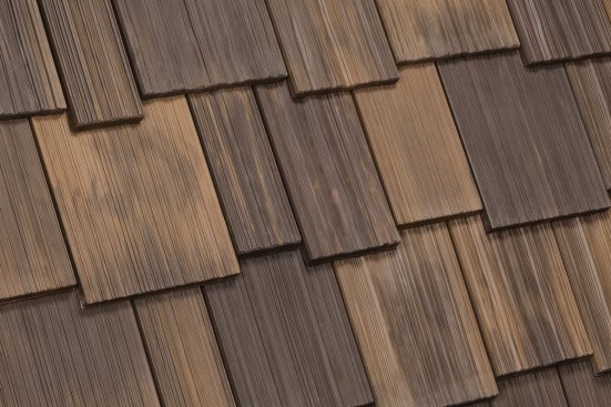 Da Vinci's multi-width composite shake roofing resembles natural cedar in texture and grain. Its colors cna be custom blended.