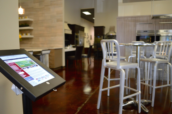 Digital sign-in and browsing technology lets the company and its customers get the information they need in a low-pressure environment.