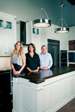 Integrated Marketing Director Celia Vrnak (left), VP Cabinet Sales & Showroom Designer Kitty Decareaux, and Austin Division President Paul Marshall worked together to create the new showroom.