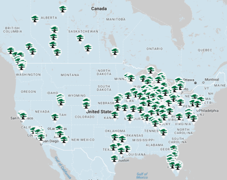 Map showing Foundation Building Materials' specialty dealer locations as of Aug. 3, 2017