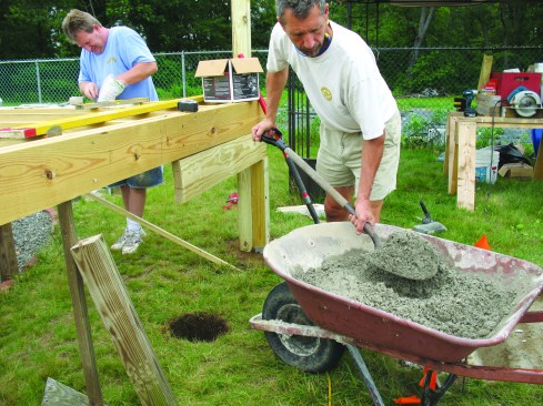 In a top-down framing approach, the deck is framed on temporary supports.