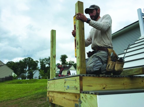 ... then going back later to install blocking and plumb the posts all at once can help speed installation.