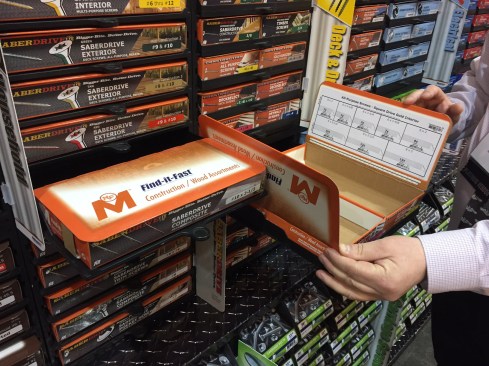 Midwest Fasteners shows off a deeper drawer set that lets you put two of its fasteners boxes side by side. Shown at Orgill's Spring Market, New Orleans, February 2017
